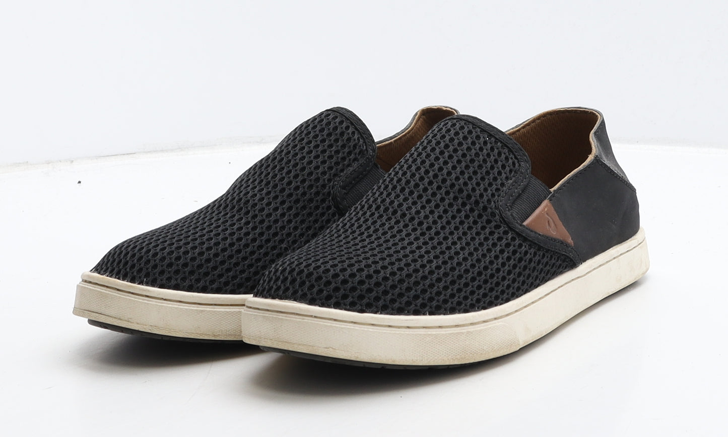 OluKai Womens Black Geometric Fabric Loafer Casual UK 5 38