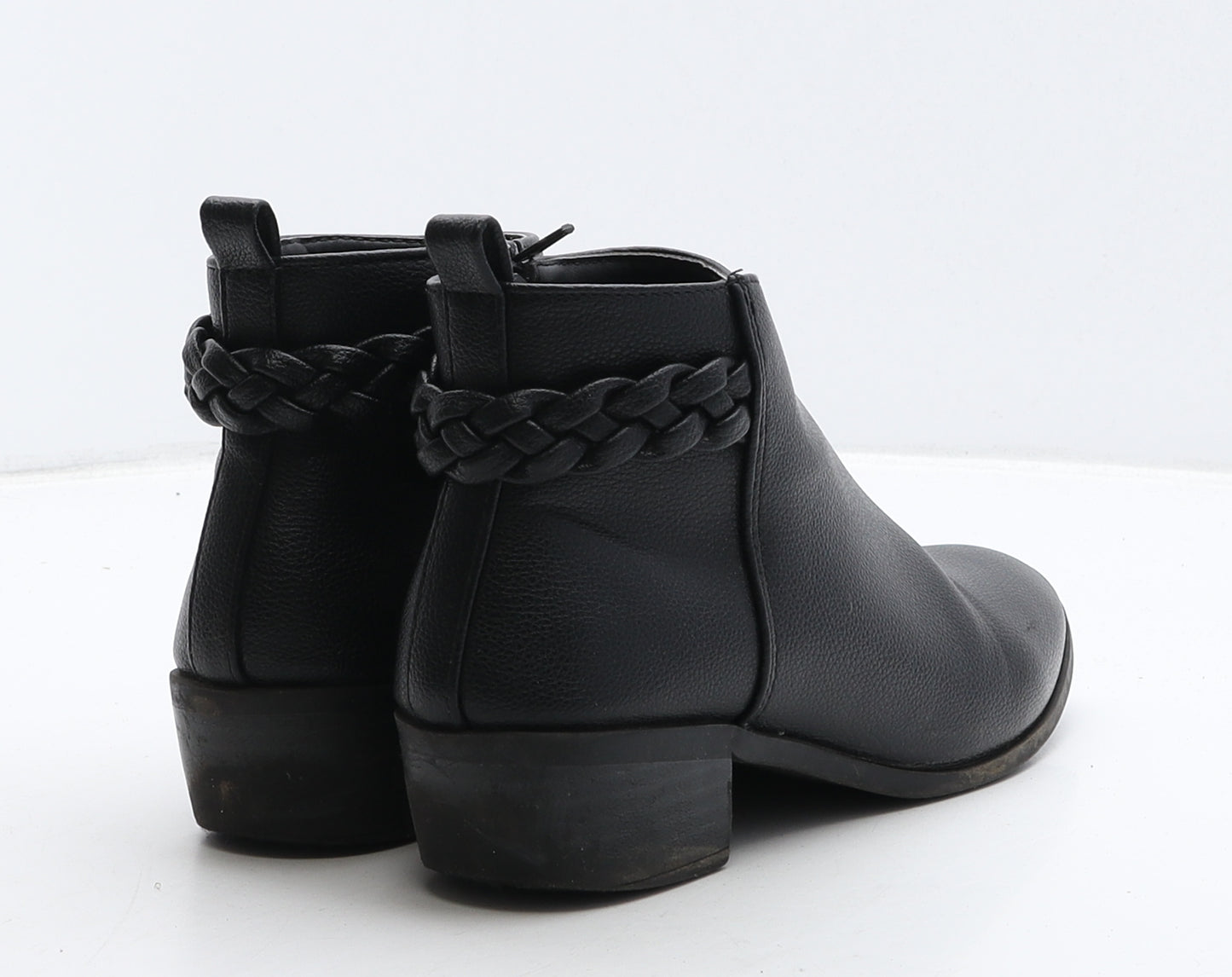 New Look Girls Black Leather Bootie Boot UK 2 35