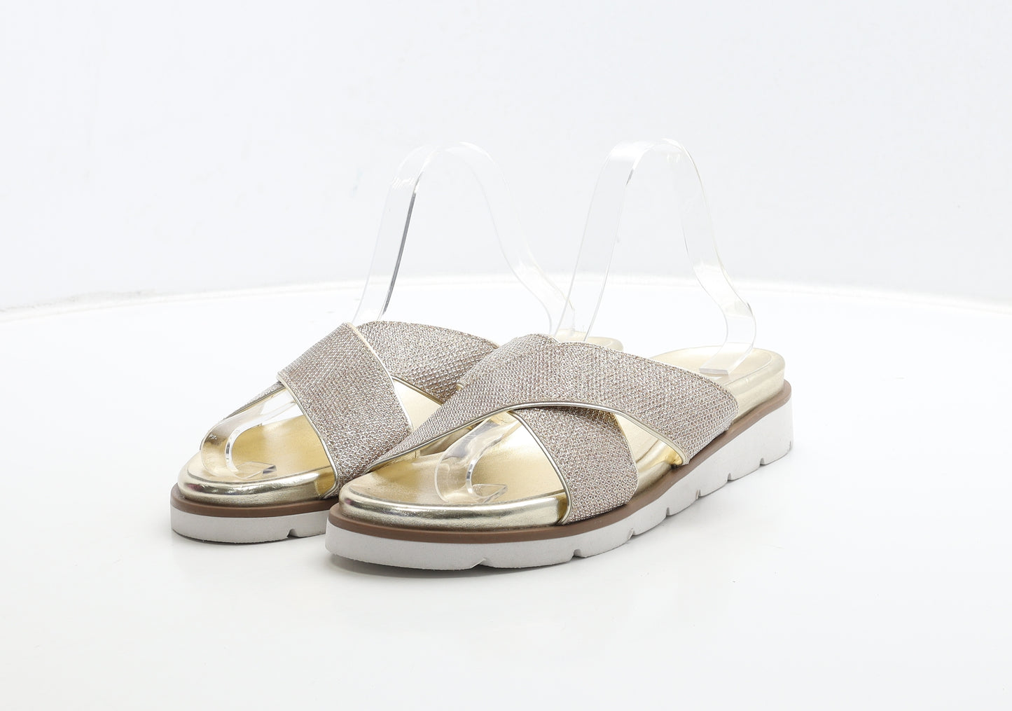 F&F Womens Gold Polyester Slip On Sandal UK 7 40
