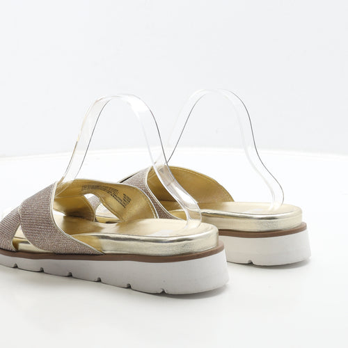 F&F Womens Gold Polyester Slip On Sandal UK 7 40