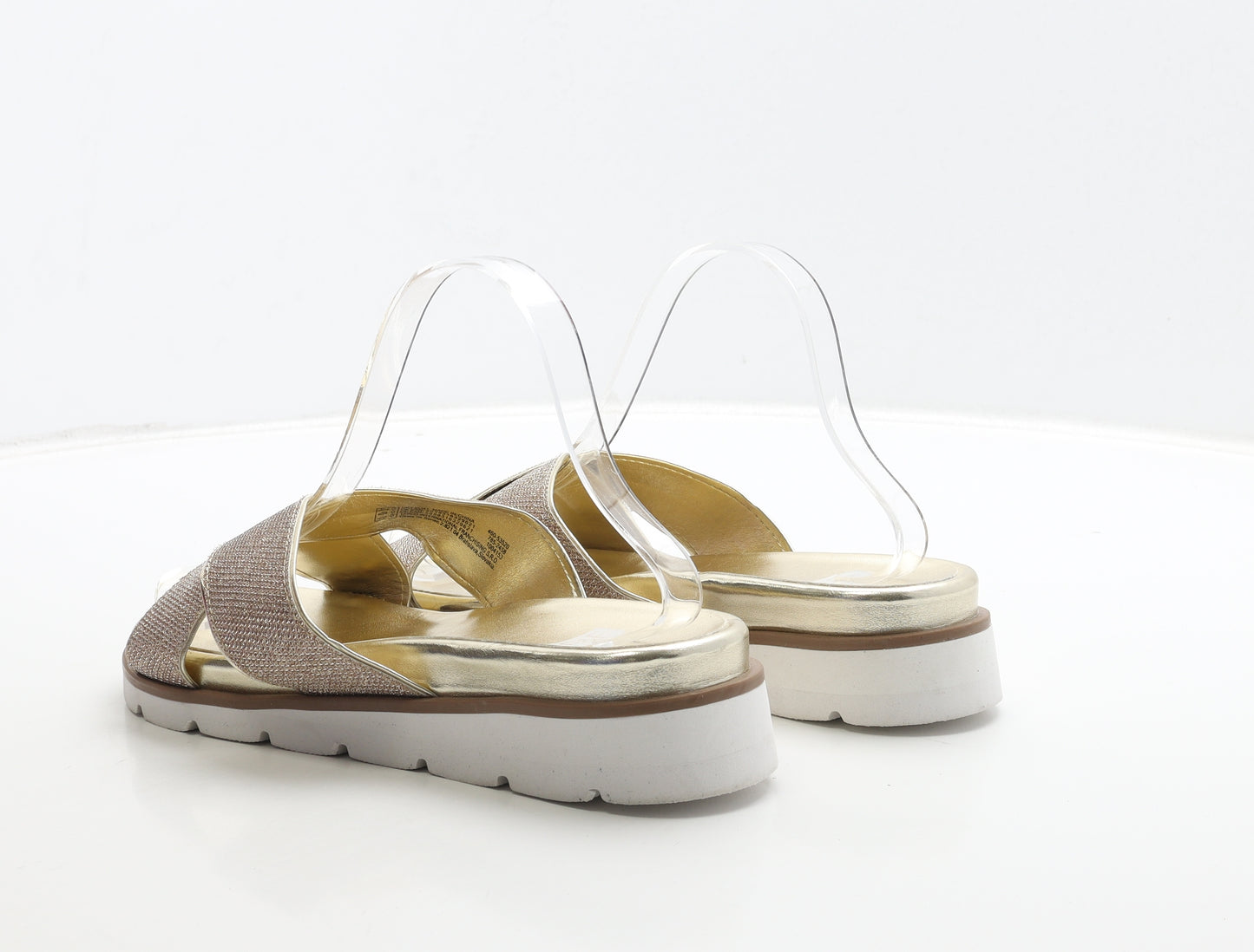 F&F Womens Gold Polyester Slip On Sandal UK 7 40