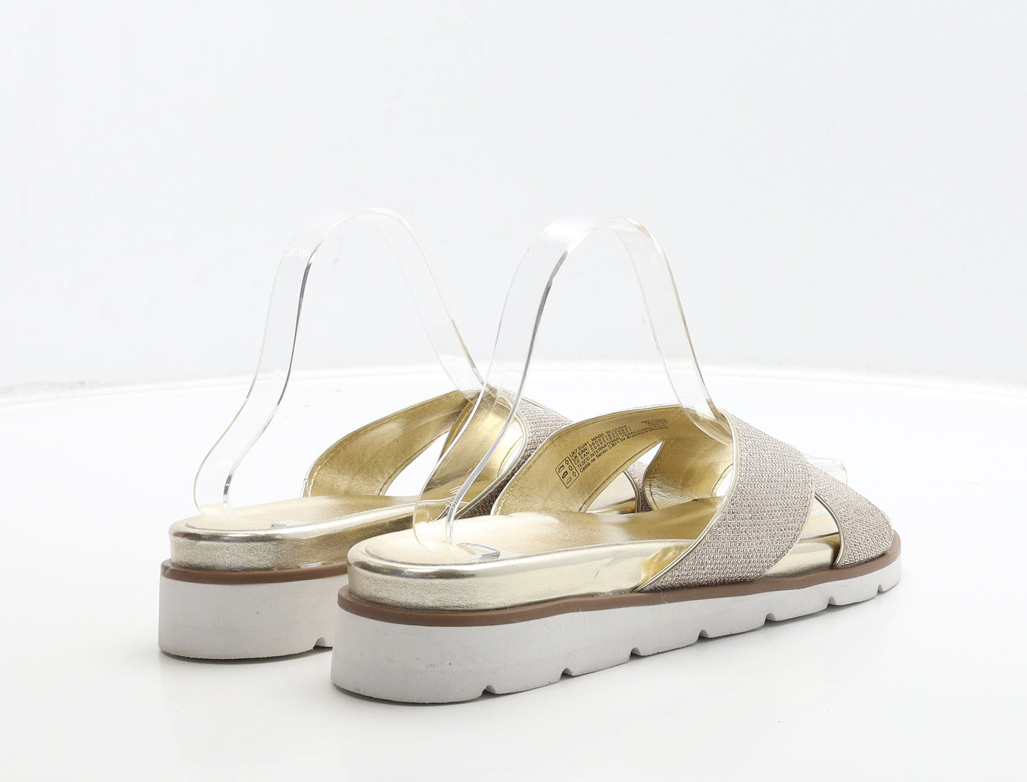 F&F Womens Gold Polyester Slip On Sandal UK 7 40