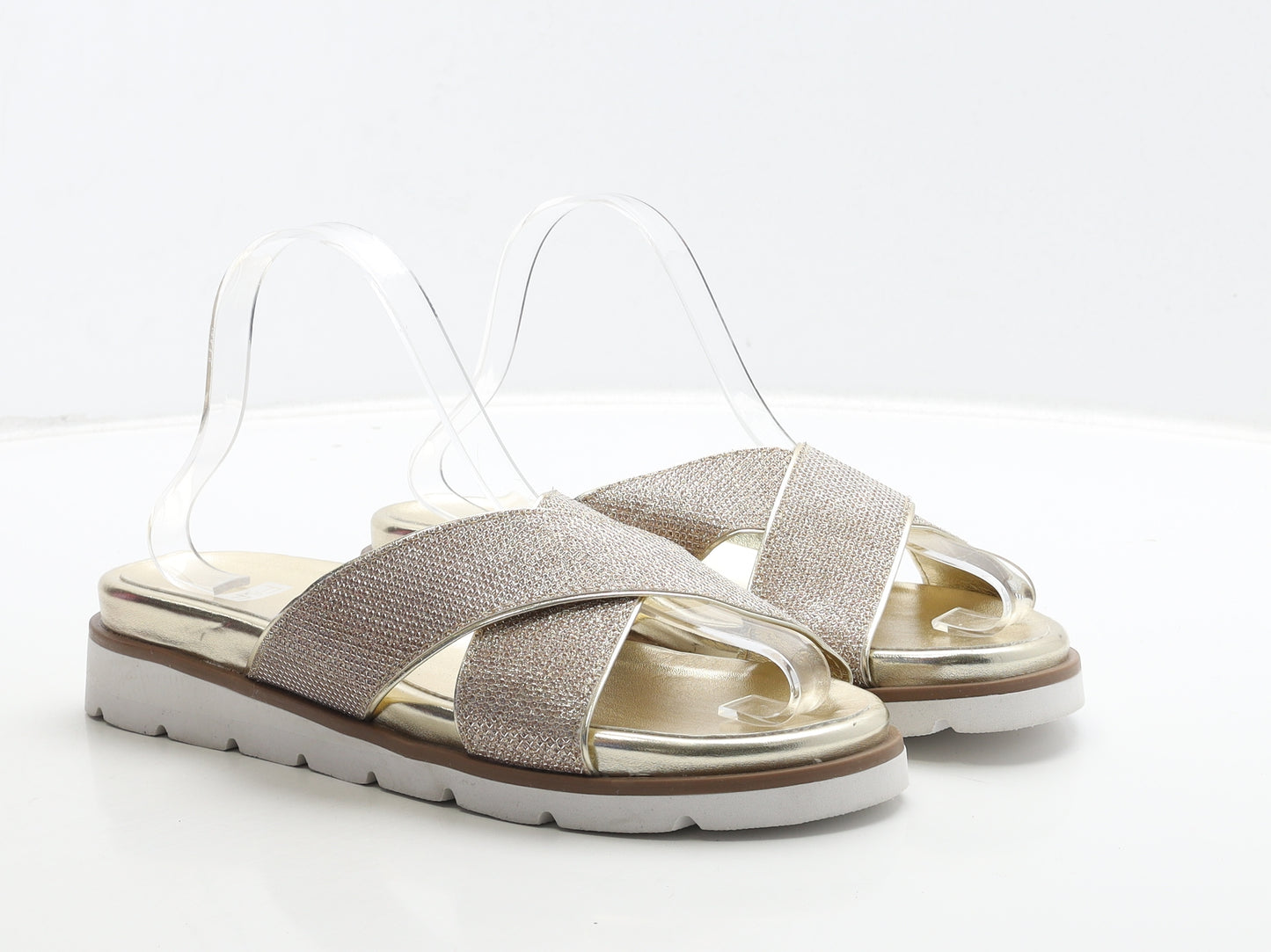 F&F Womens Gold Polyester Slip On Sandal UK 7 40