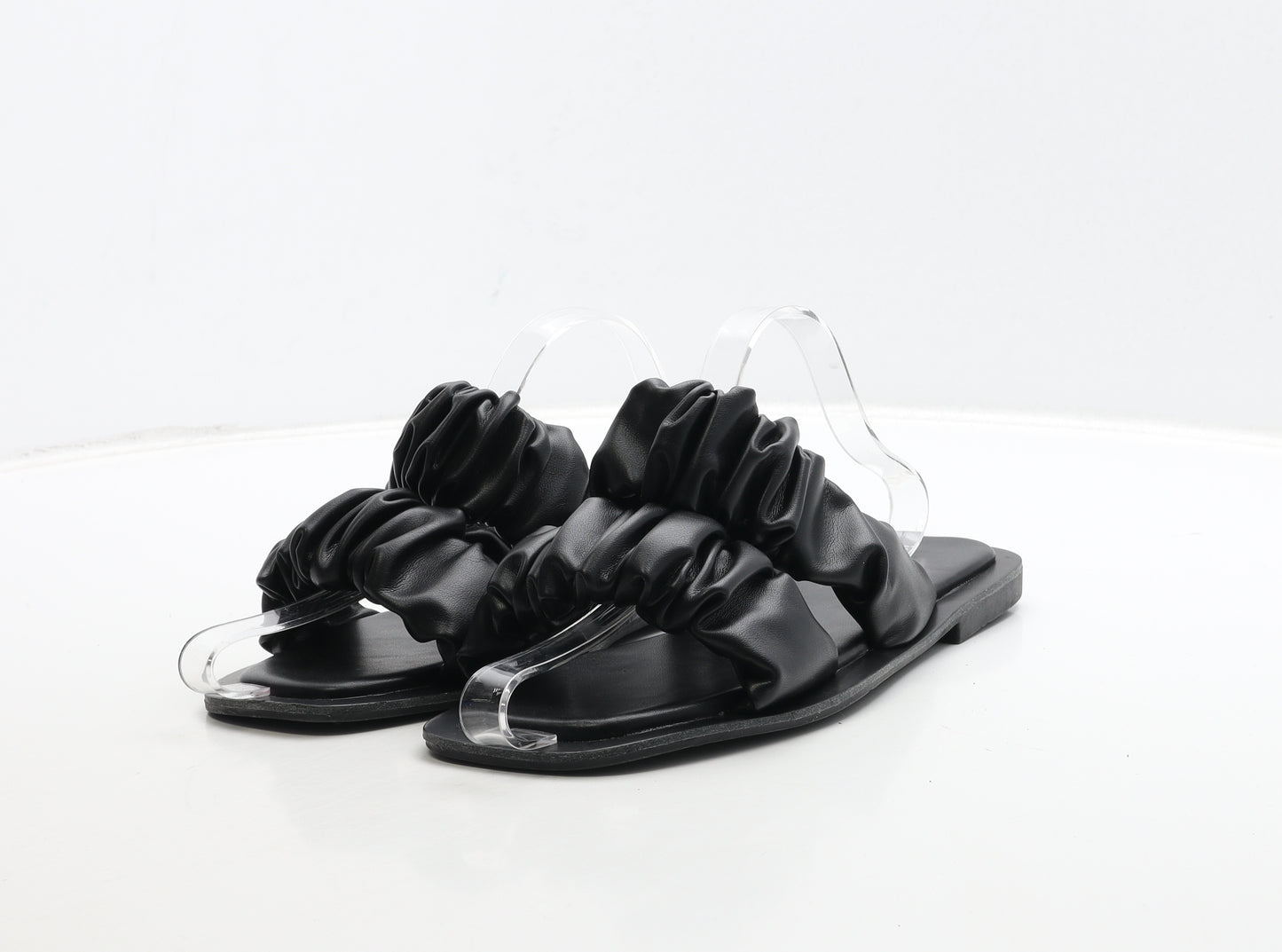 Ideal Shoes Womens Black Leather Slip On Sandal UK 7 40