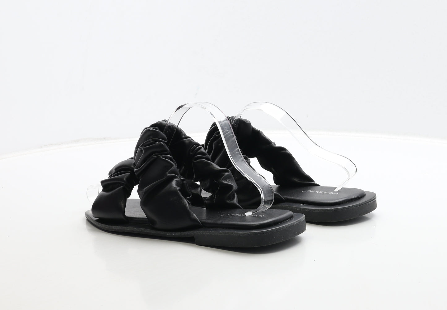 Ideal Shoes Womens Black Leather Slip On Sandal UK 7 40