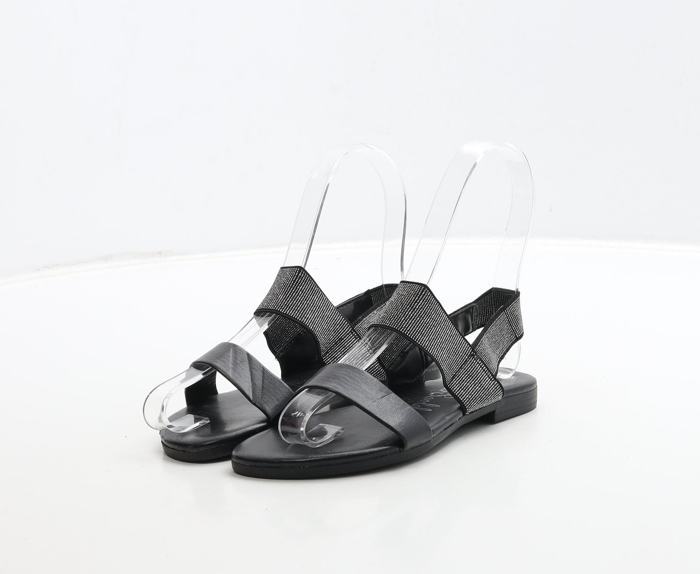 George Girls Black Polyester Slingback Sandal UK 10 28