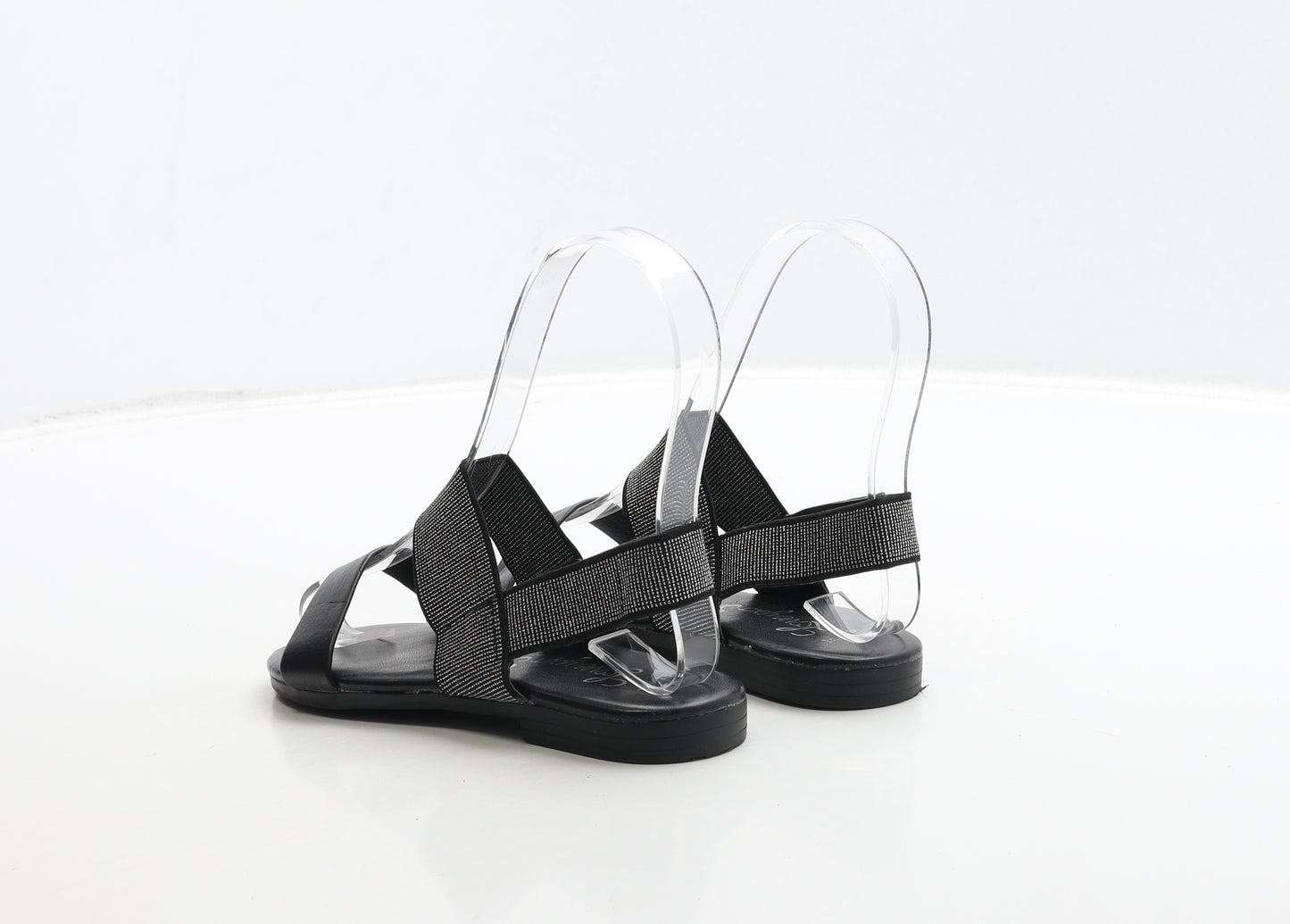 George Girls Black Polyester Slingback Sandal UK 10 28