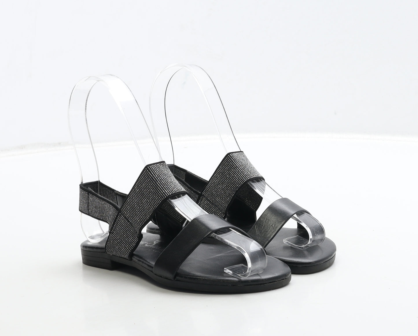 George Girls Black Polyester Slingback Sandal UK 10 28