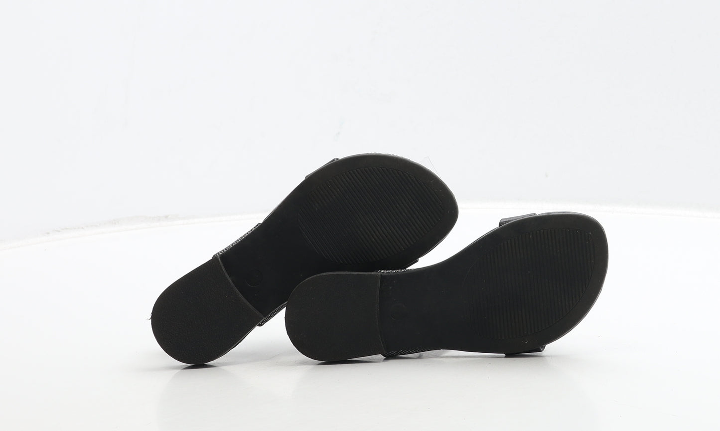 George Girls Black Polyester Slingback Sandal UK 10 28