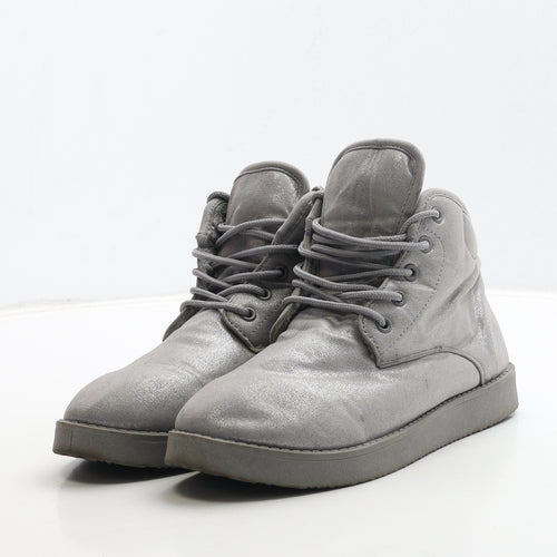 Preworn Womens Silver Polyester Bootie Boot UK 5 38