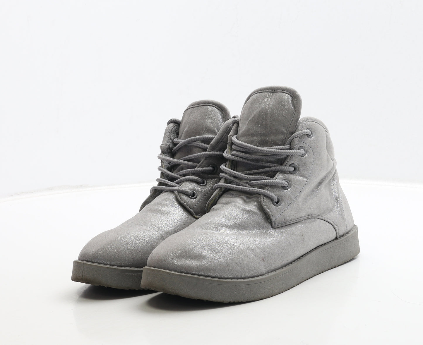 Preworn Womens Silver Polyester Bootie Boot UK 5 38