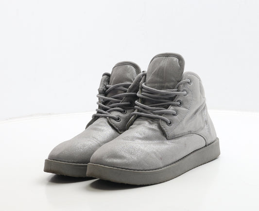 Preworn Womens Silver Polyester Bootie Boot UK 5 38