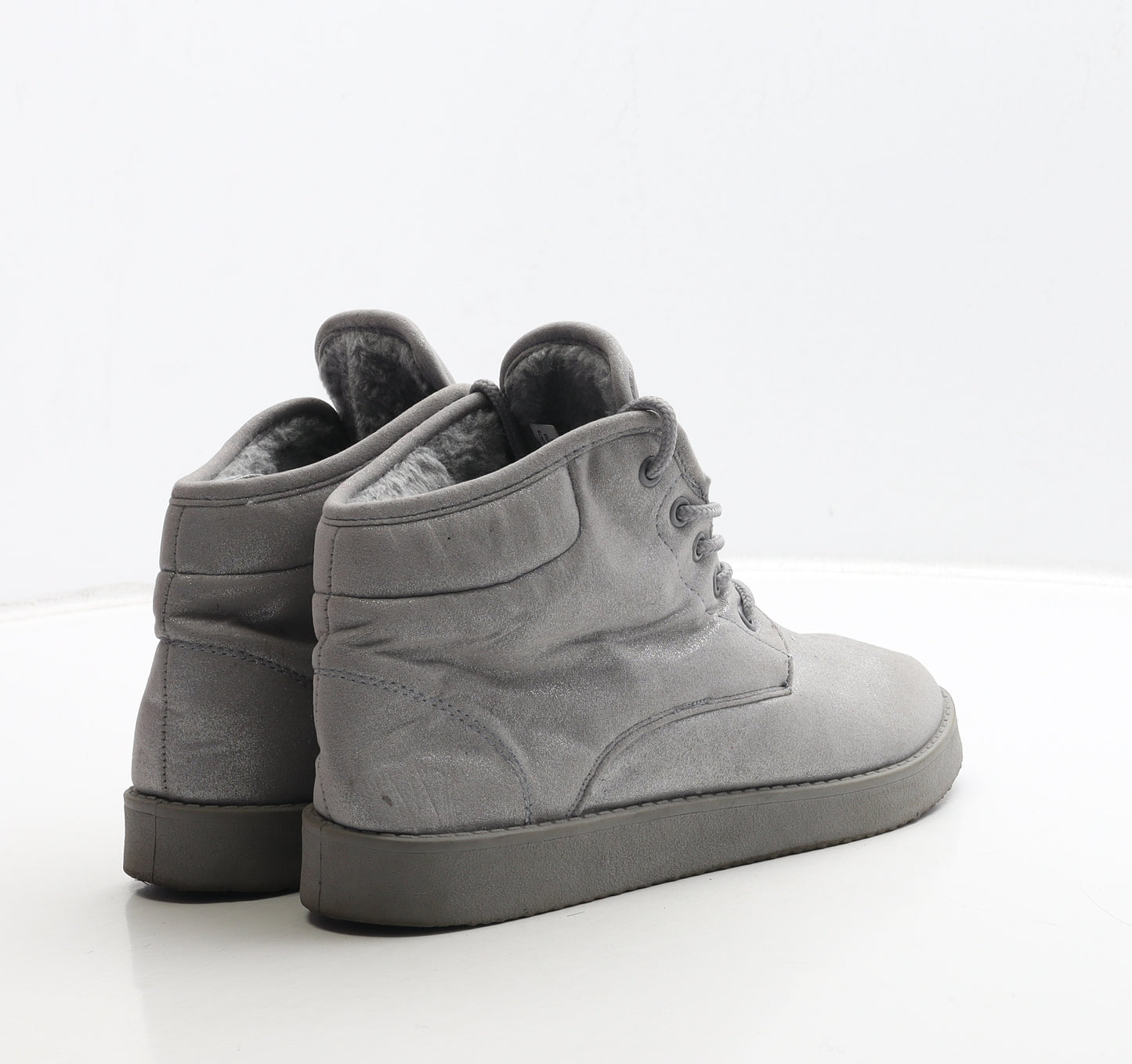 Preworn Womens Silver Polyester Bootie Boot UK 5 38