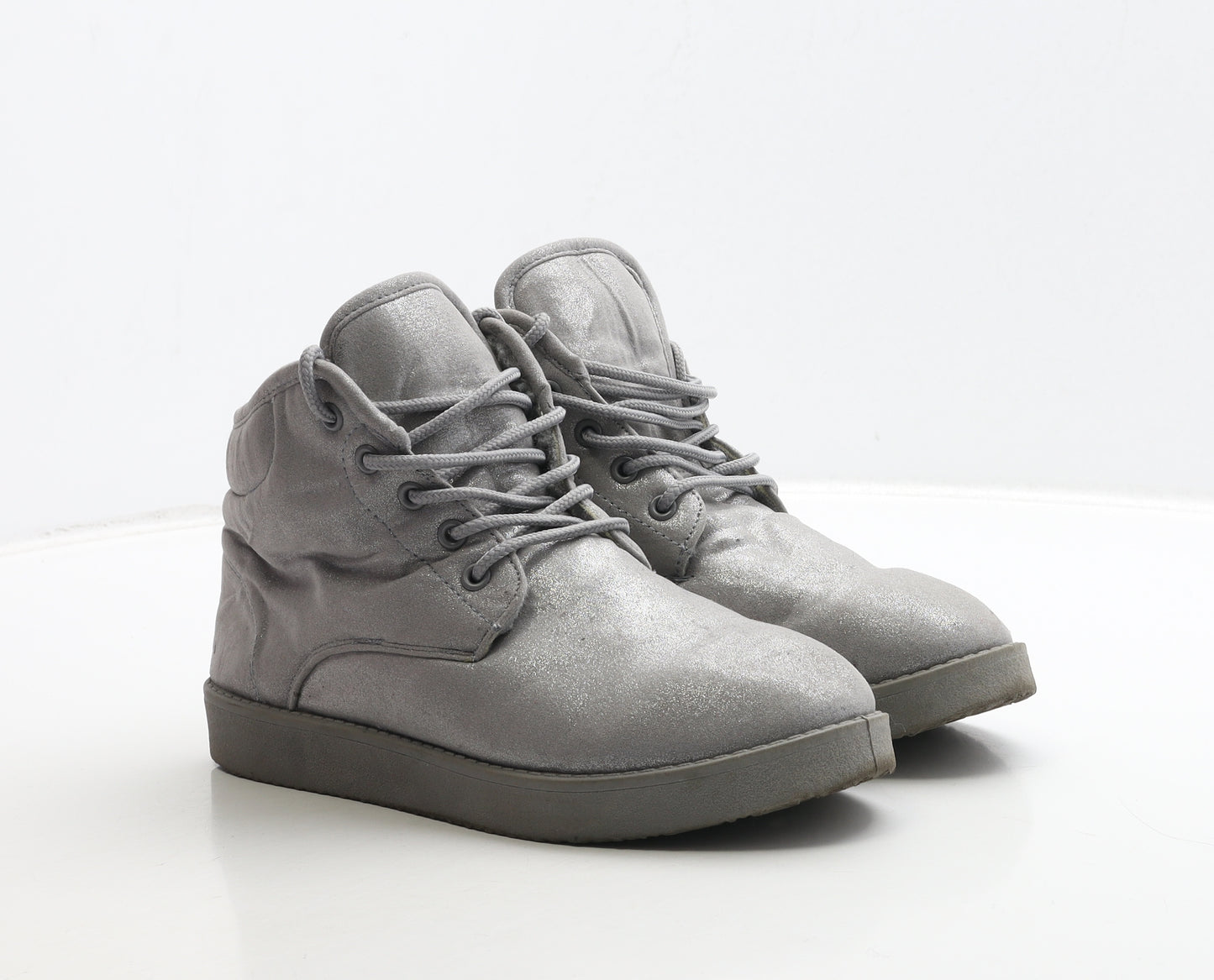 Preworn Womens Silver Polyester Bootie Boot UK 5 38