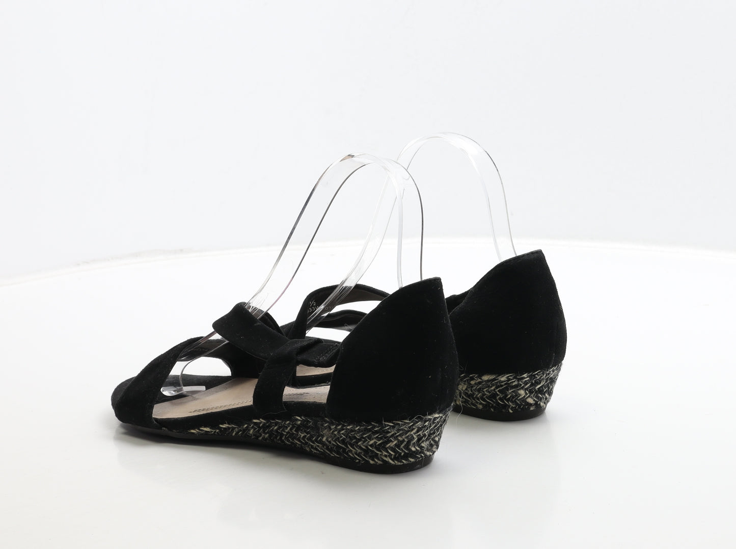 Marks and Spencer Womens Black Geometric Leather Slip On Sandal UK 5.5 - Wide Fit