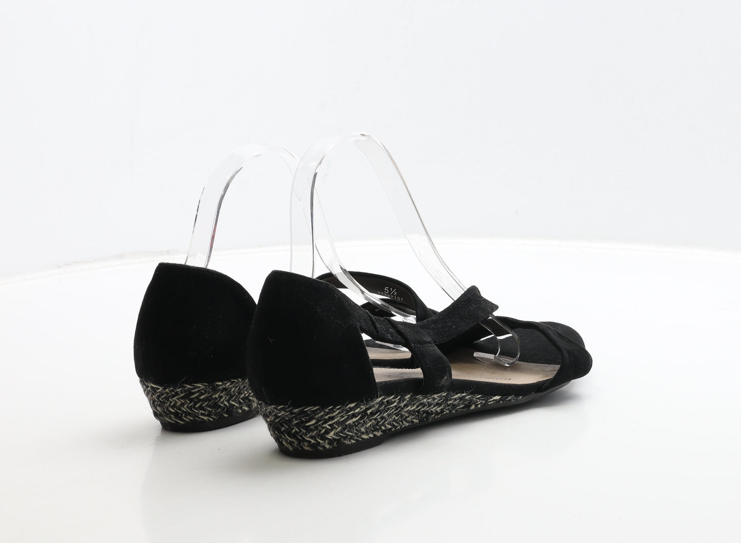 Marks and Spencer Womens Black Geometric Leather Slip On Sandal UK 5.5 - Wide Fit