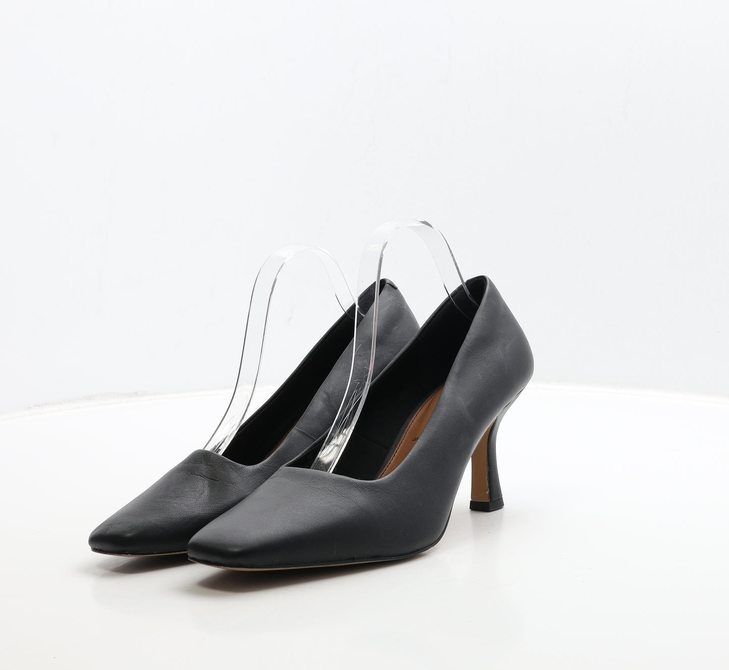 Marks and Spencer Womens Black Leather Court Heel UK 8