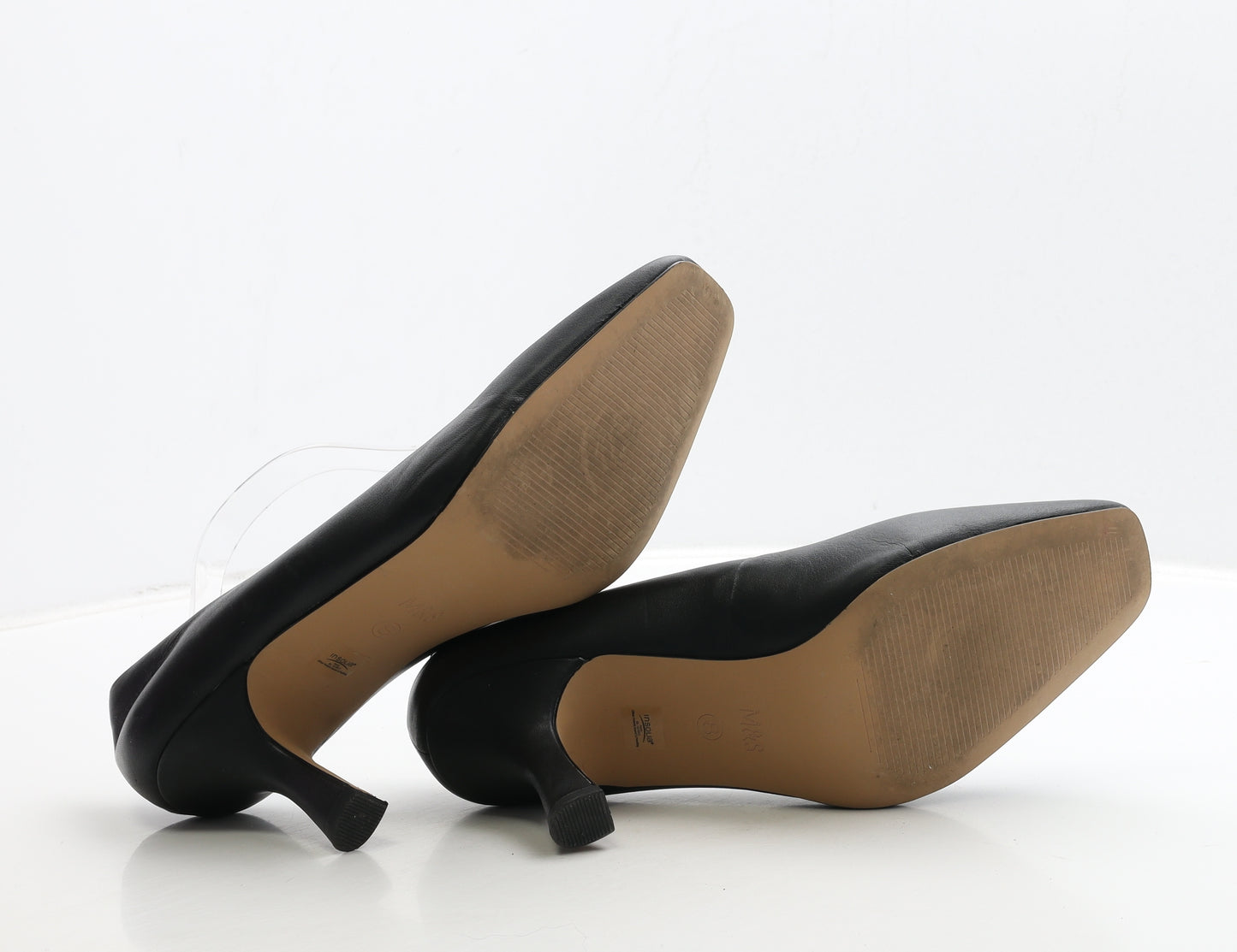 Marks and Spencer Womens Black Leather Court Heel UK 8
