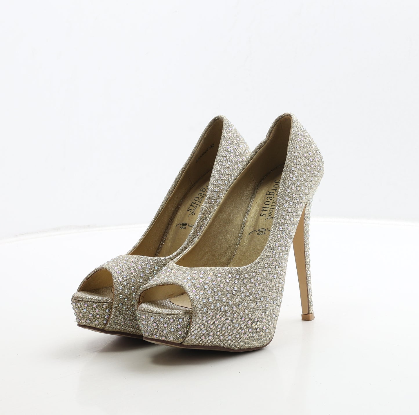 New Look Womens Gold Polyester Court Heel UK 4 37