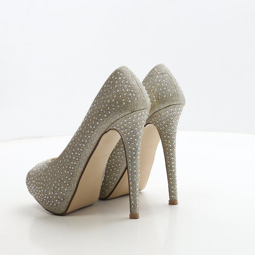 New Look Womens Gold Polyester Court Heel UK 4 37