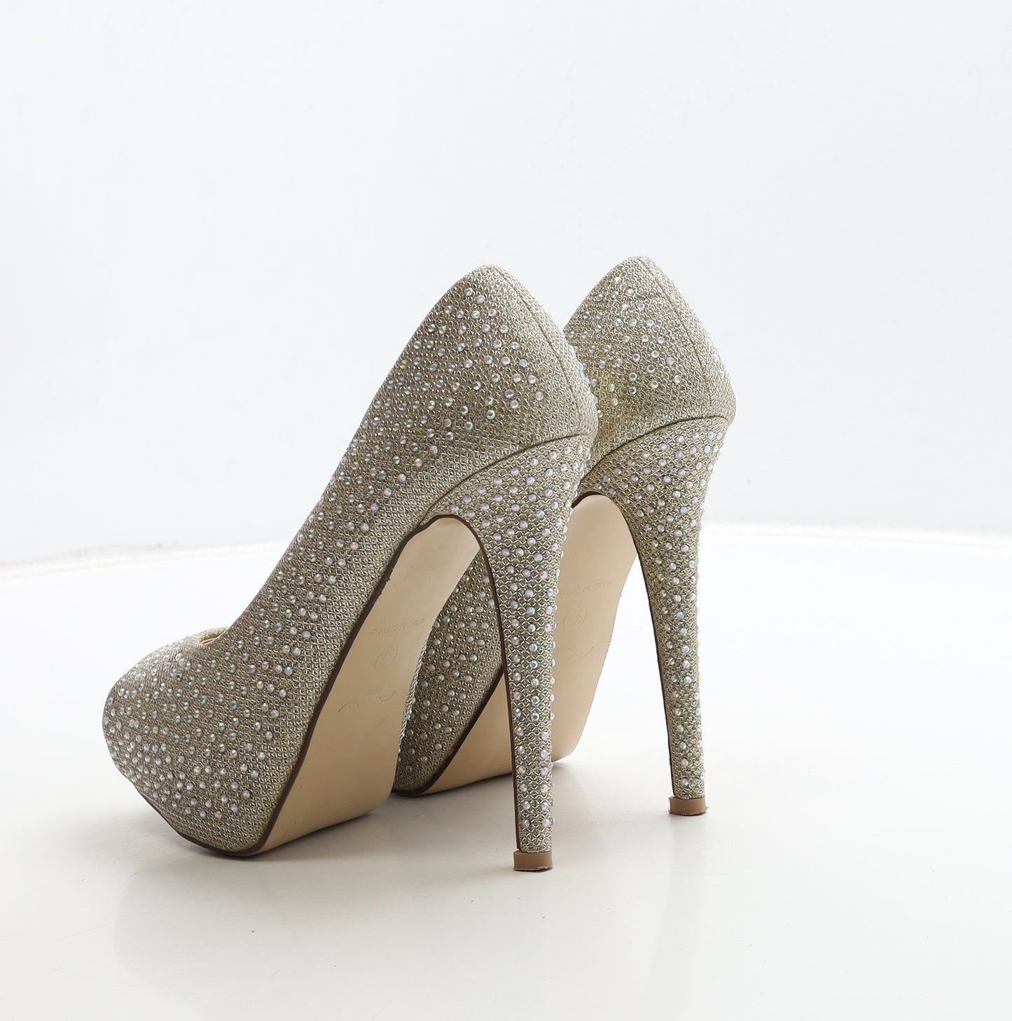 New Look Womens Gold Polyester Court Heel UK 4 37