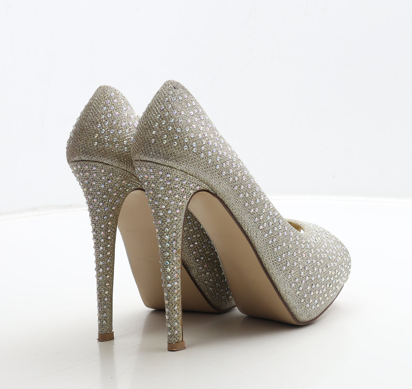 New Look Womens Gold Polyester Court Heel UK 4 37