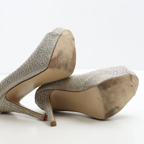 New Look Womens Gold Polyester Court Heel UK 4 37