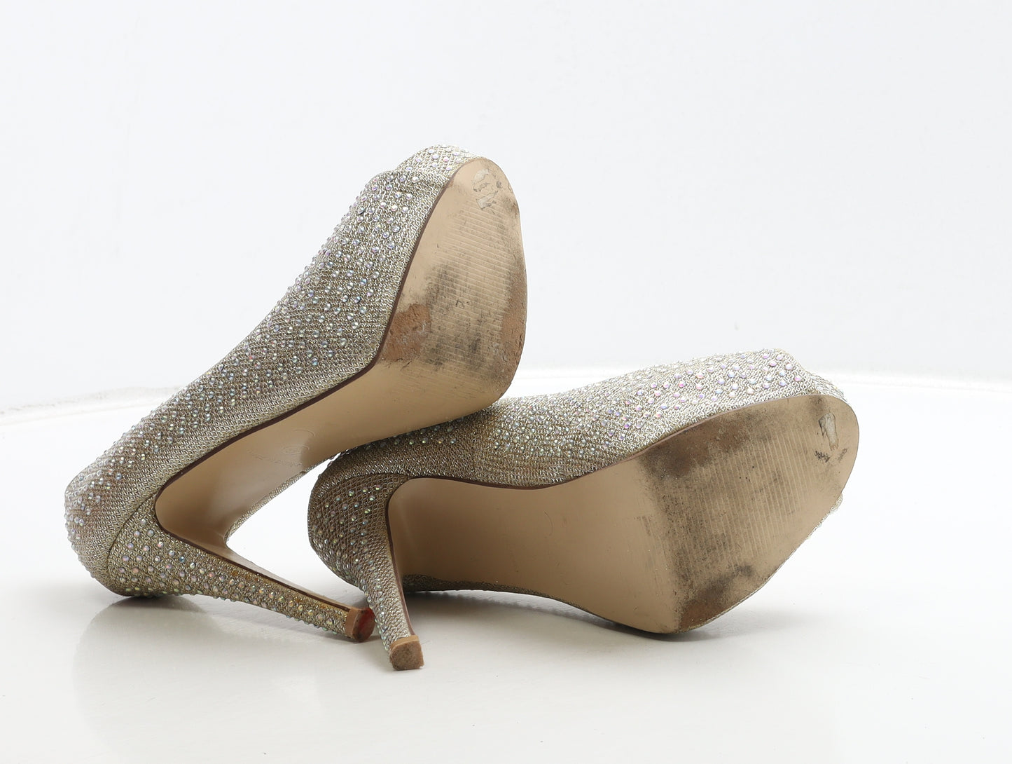 New Look Womens Gold Polyester Court Heel UK 4 37