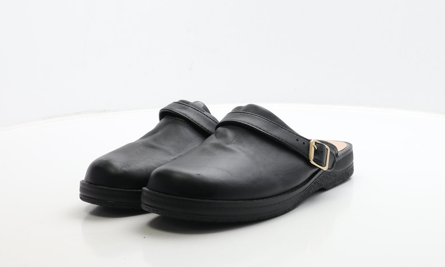Preworn Womens Black Leather Slip On Sandal UK 8 42