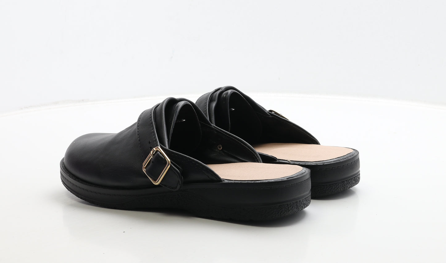 Preworn Womens Black Leather Slip On Sandal UK 8 42