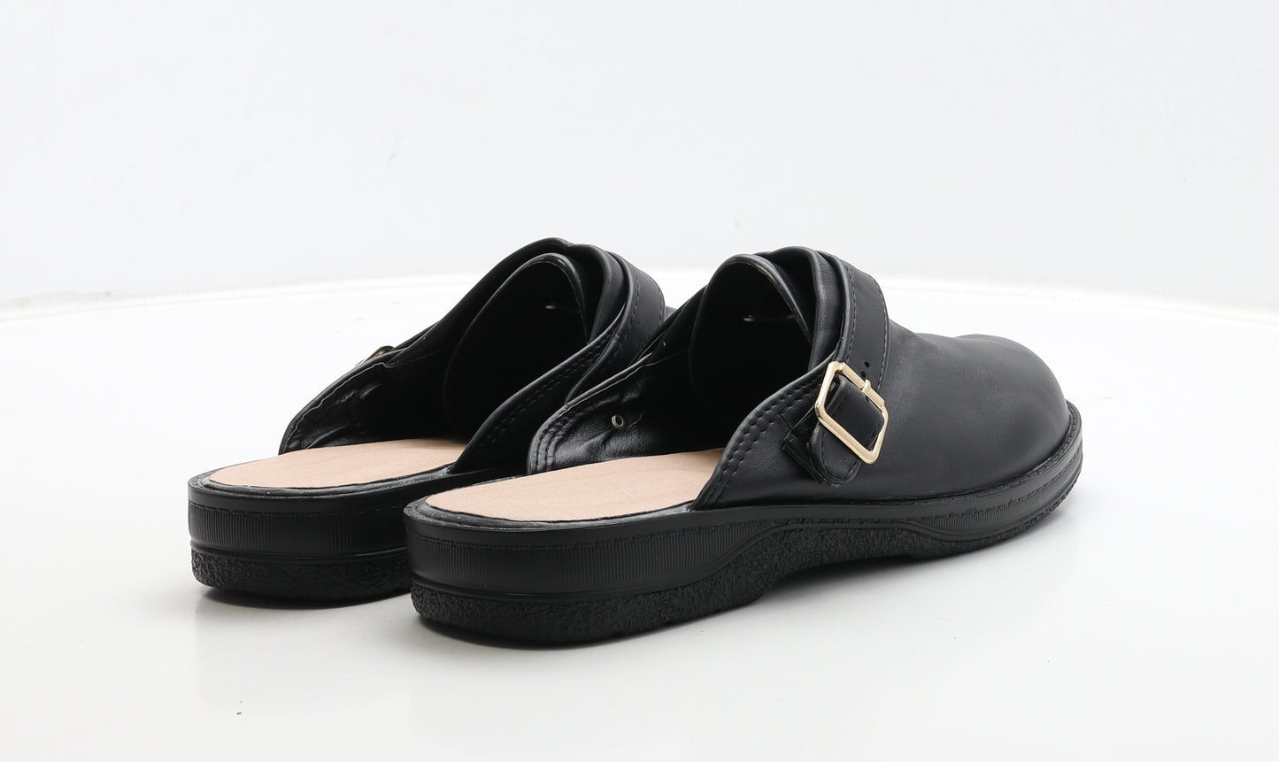 Preworn Womens Black Leather Slip On Sandal UK 8 42