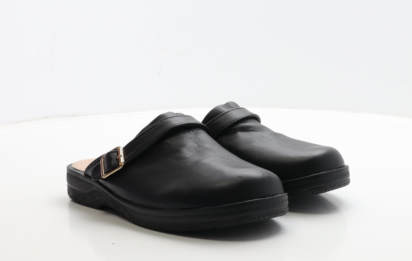 Preworn Womens Black Leather Slip On Sandal UK 8 42