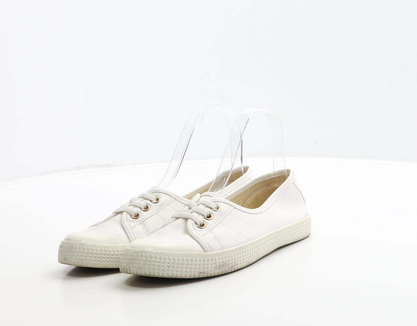 New Look Womens White Faux Leather Slip On Flat UK 3 36