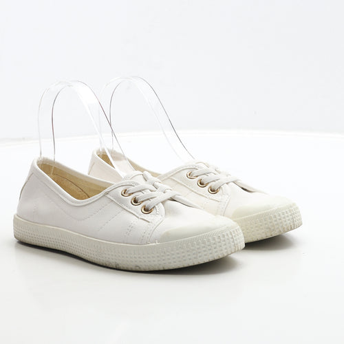 New Look Womens White Faux Leather Slip On Flat UK 3 36