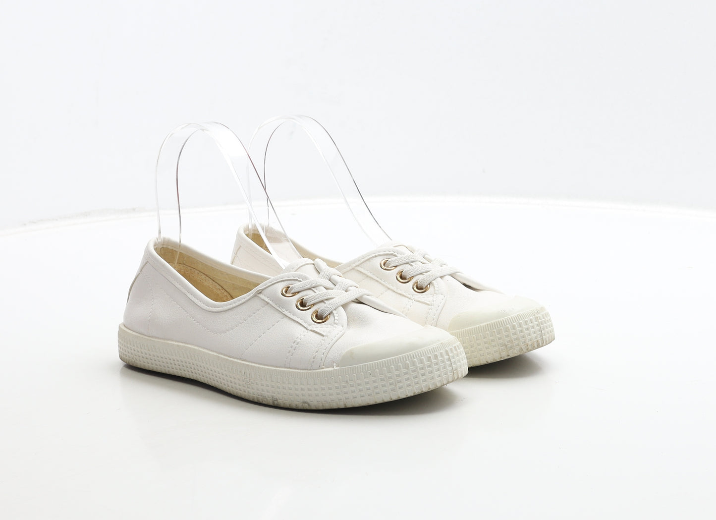 New Look Womens White Faux Leather Slip On Flat UK 3 36