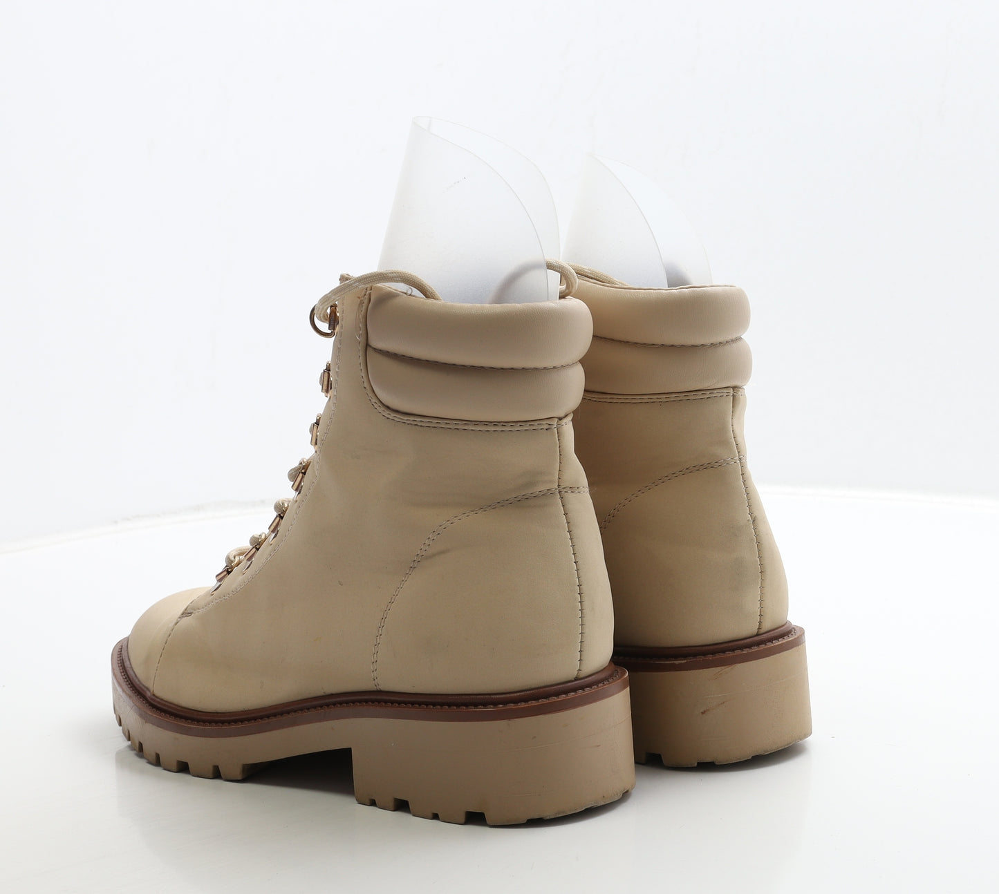 Primark Womens Beige Leather Combat Boot UK 7 40