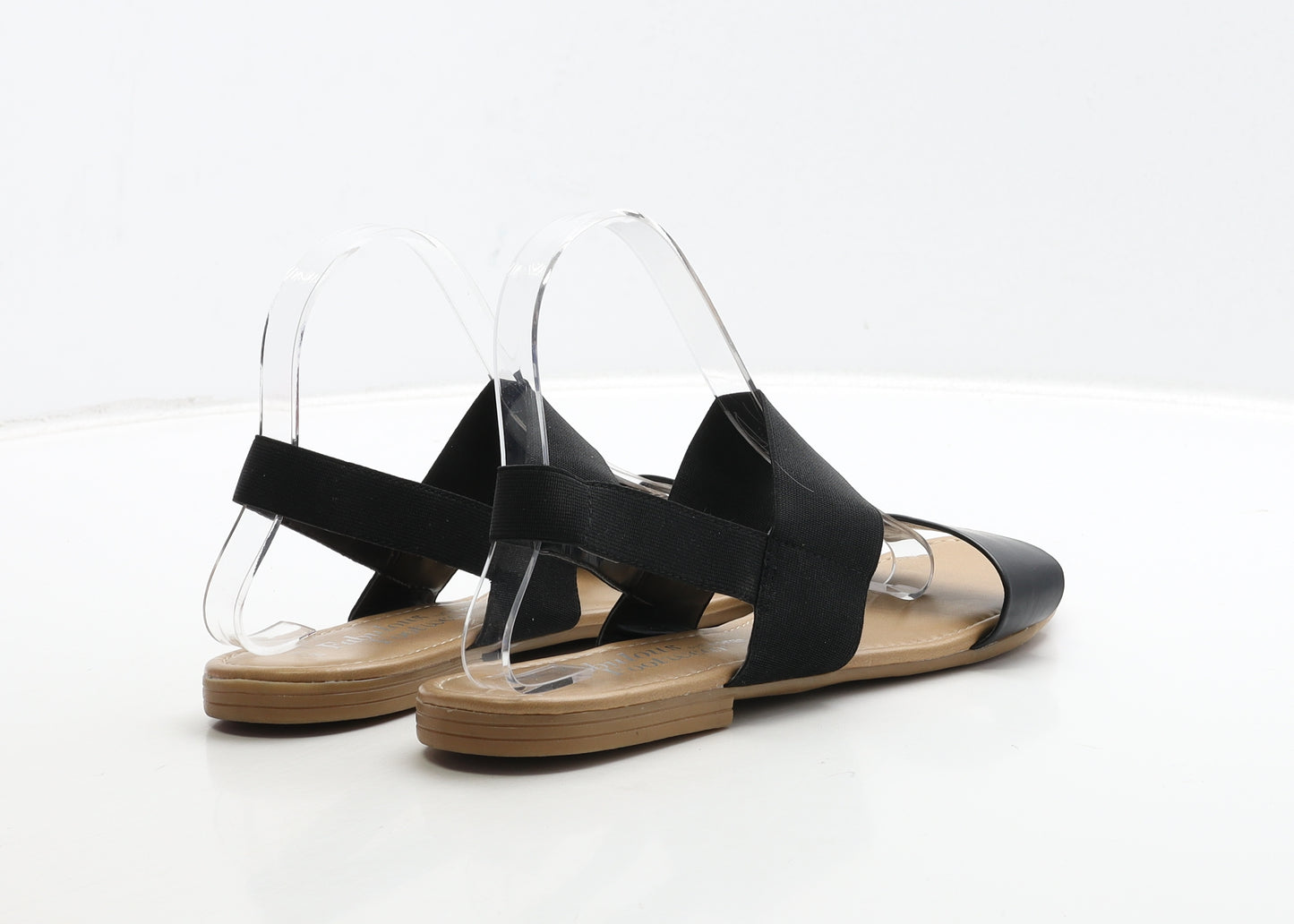 George Womens Black Leather Slingback Sandal UK 6 39