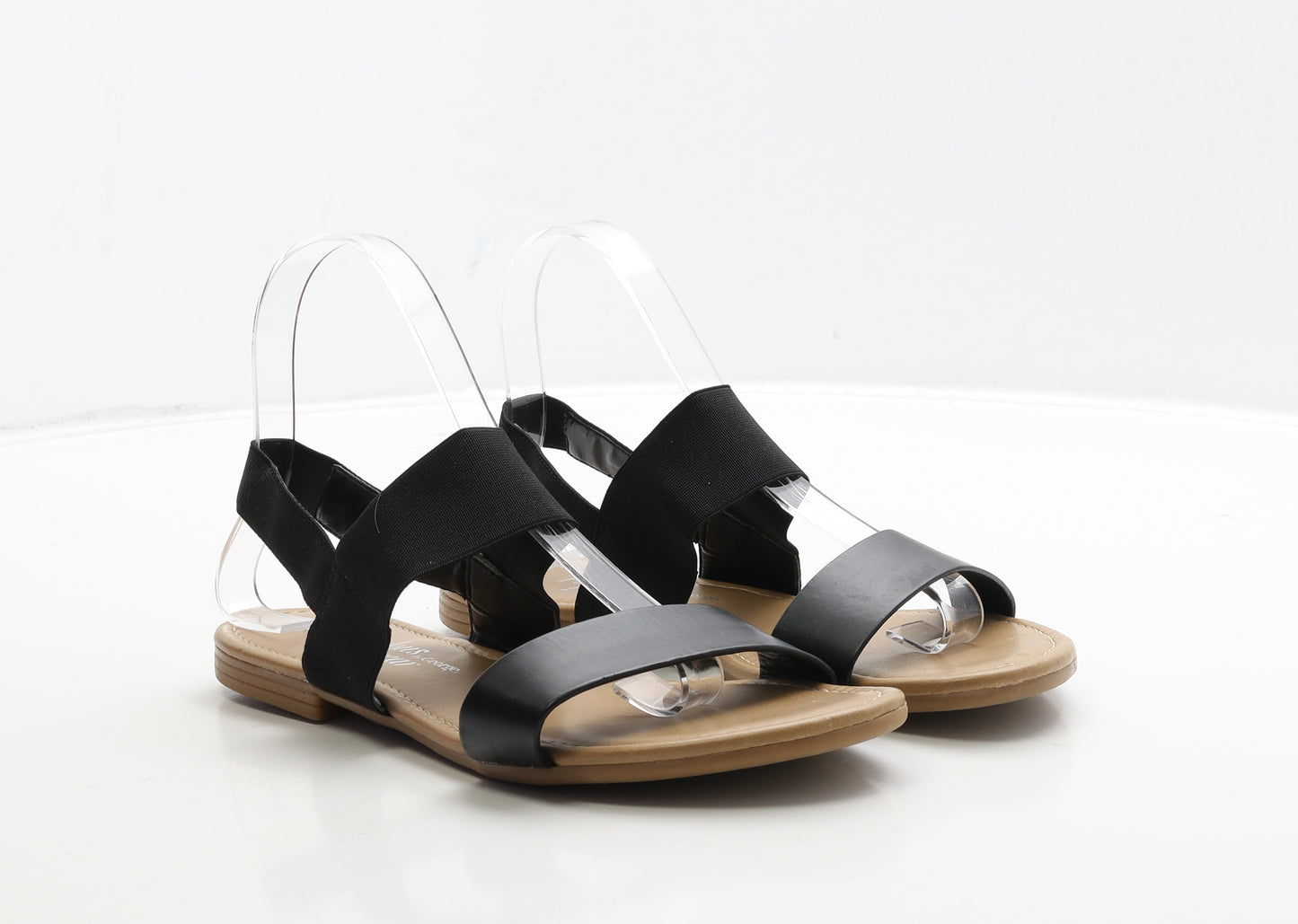 George Womens Black Leather Slingback Sandal UK 6 39