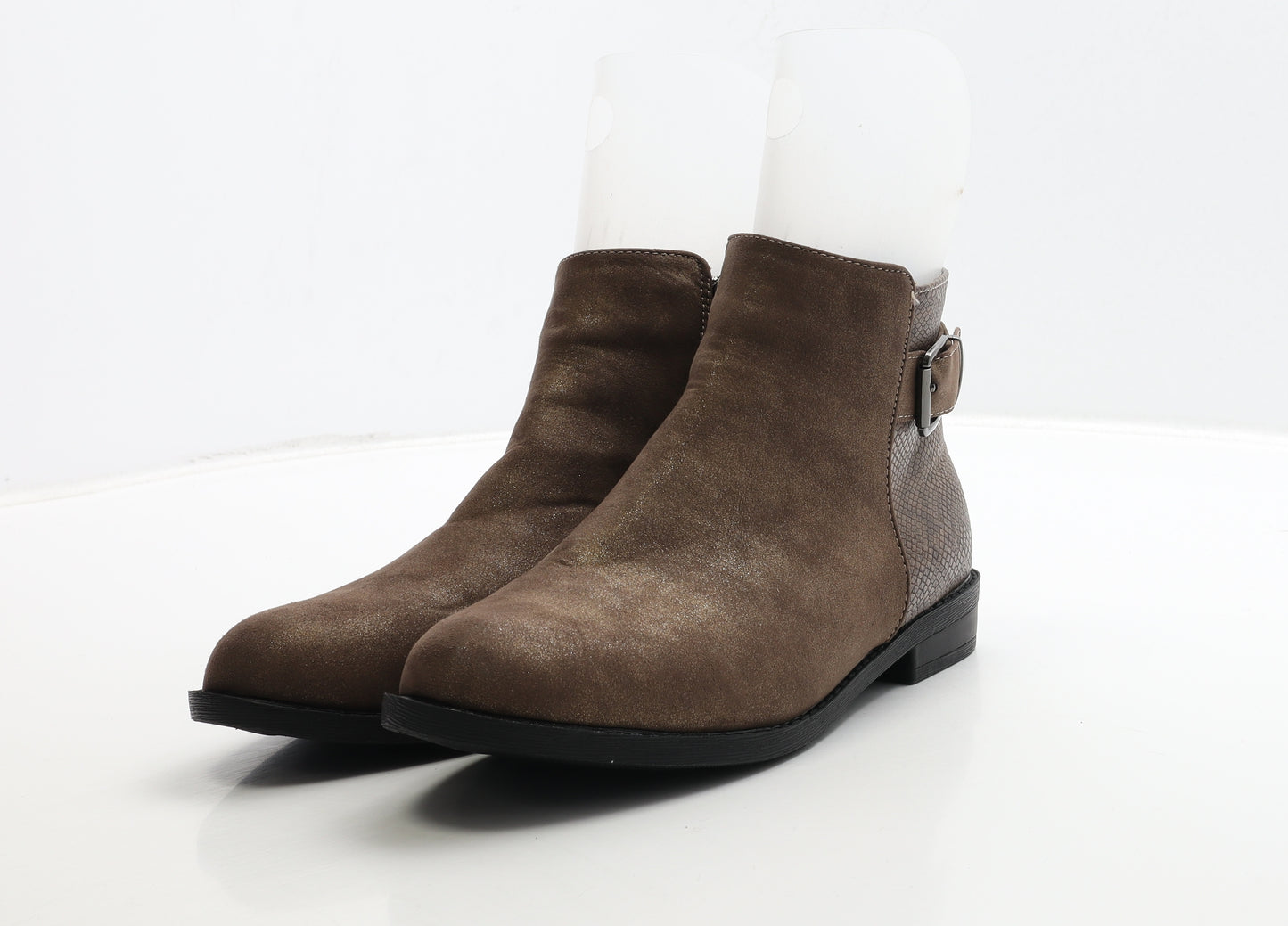 Kelsi Womens Brown Animal Print Leather Bootie Boot UK 8 - Snake Print