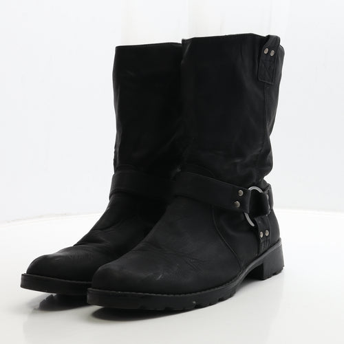 Nature's Own Womens Black Leather Biker Boot UK 8