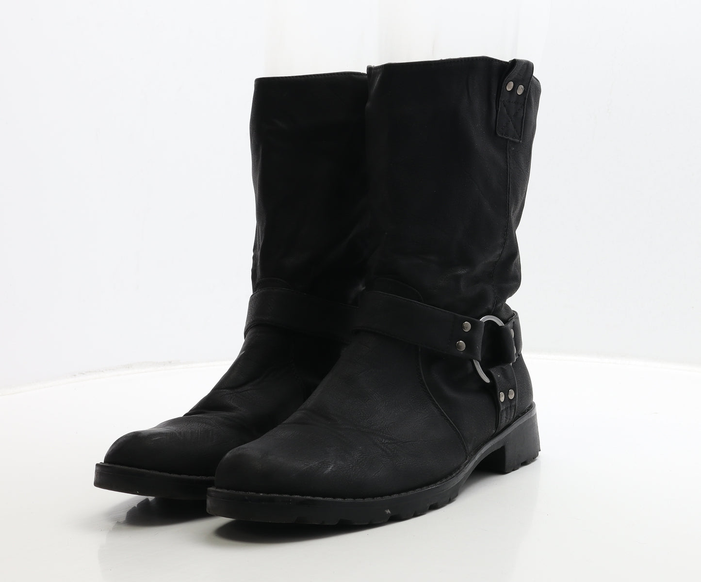 Nature's Own Womens Black Leather Biker Boot UK 8