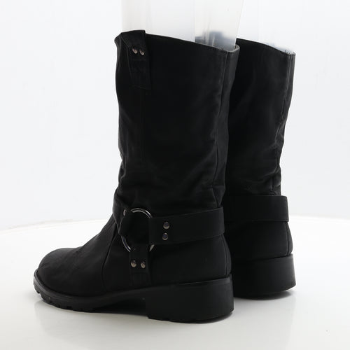 Nature's Own Womens Black Leather Biker Boot UK 8