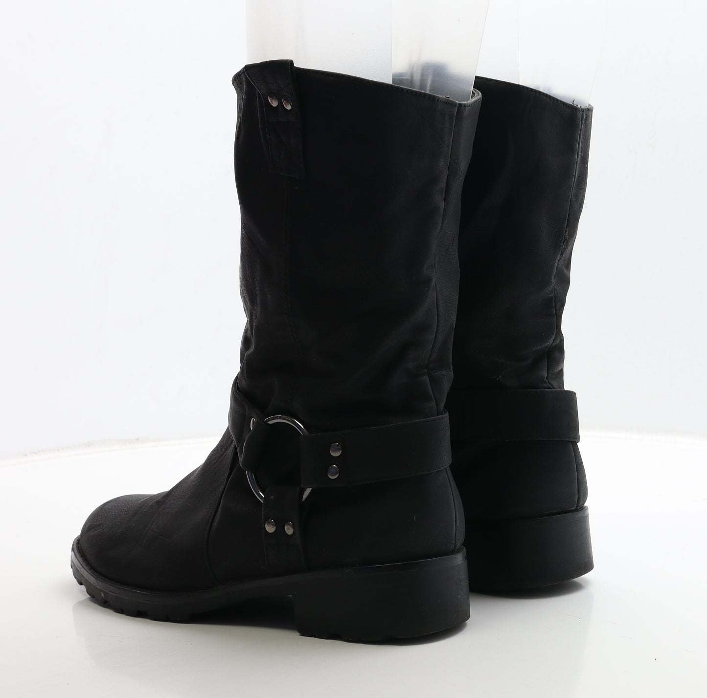 Nature's Own Womens Black Leather Biker Boot UK 8