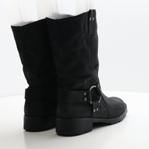 Nature's Own Womens Black Leather Biker Boot UK 8