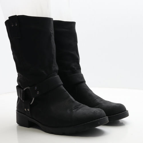 Nature's Own Womens Black Leather Biker Boot UK 8