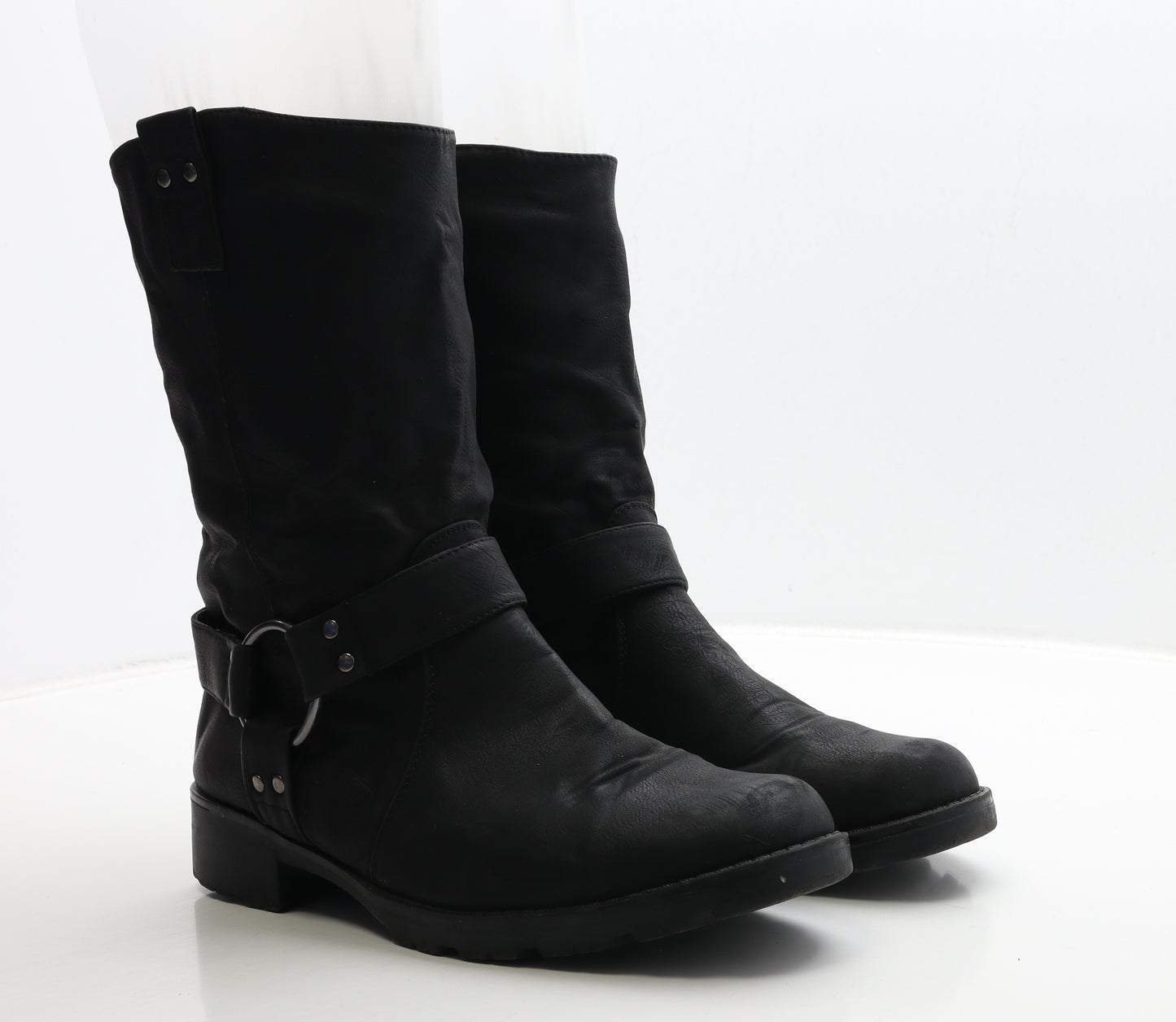 Nature's Own Womens Black Leather Biker Boot UK 8