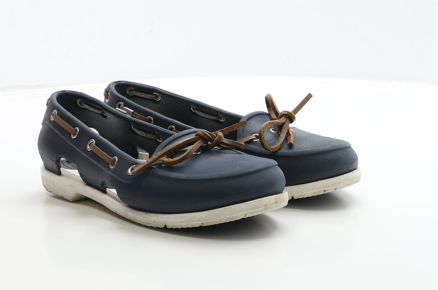 Crocs Womens Blue Rubber Boat Shoe Flat UK 7