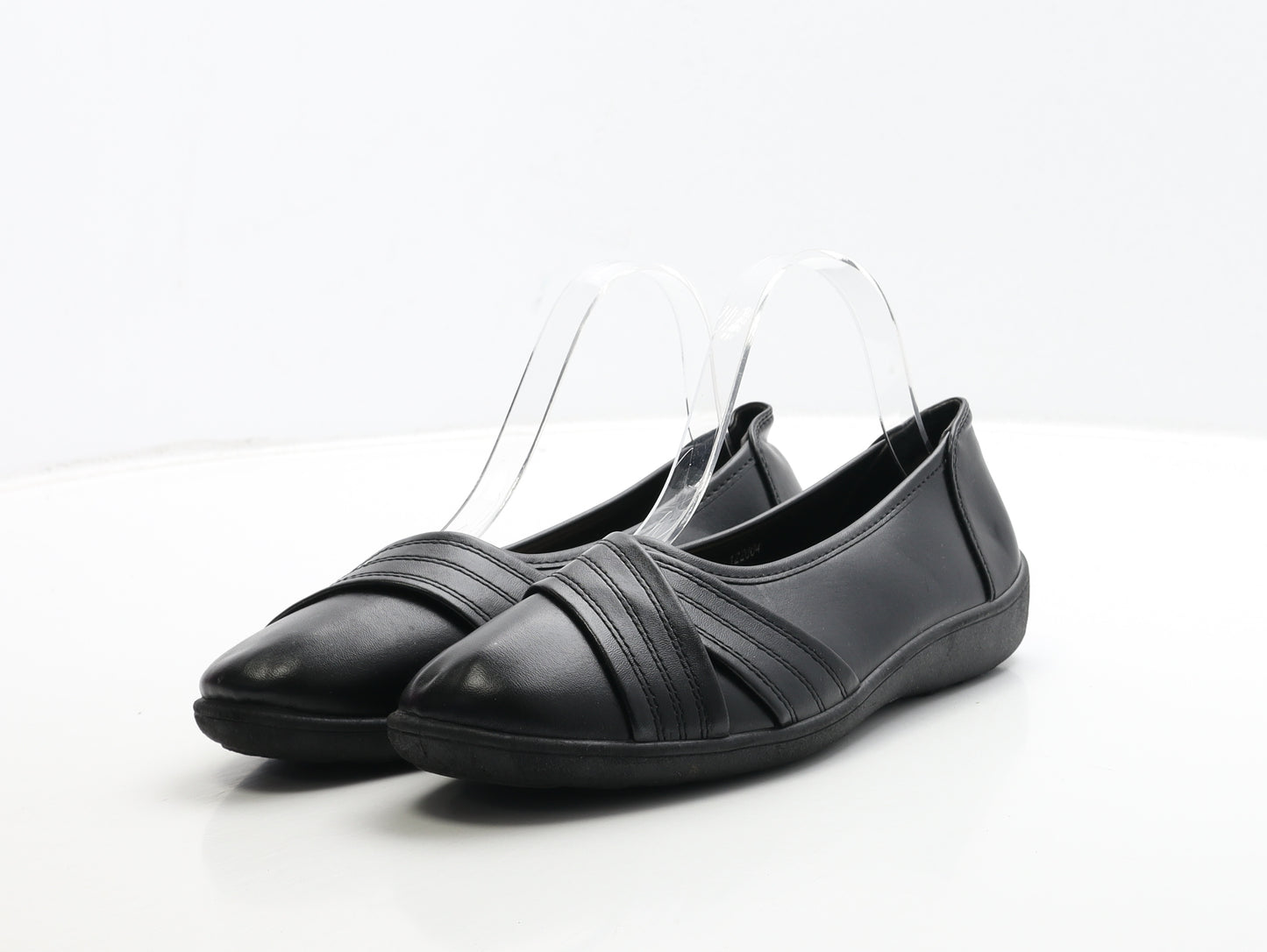 Softlites Womens Black Leather Slip On Flat UK 6