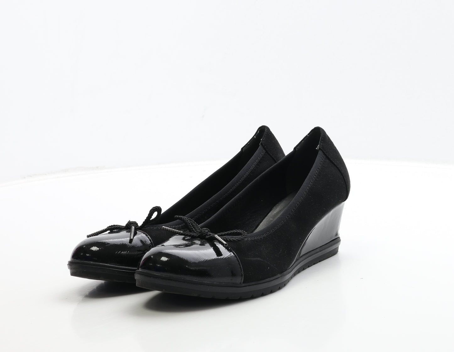 Tamaris Womens Black Leather Court Heel UK 4 37