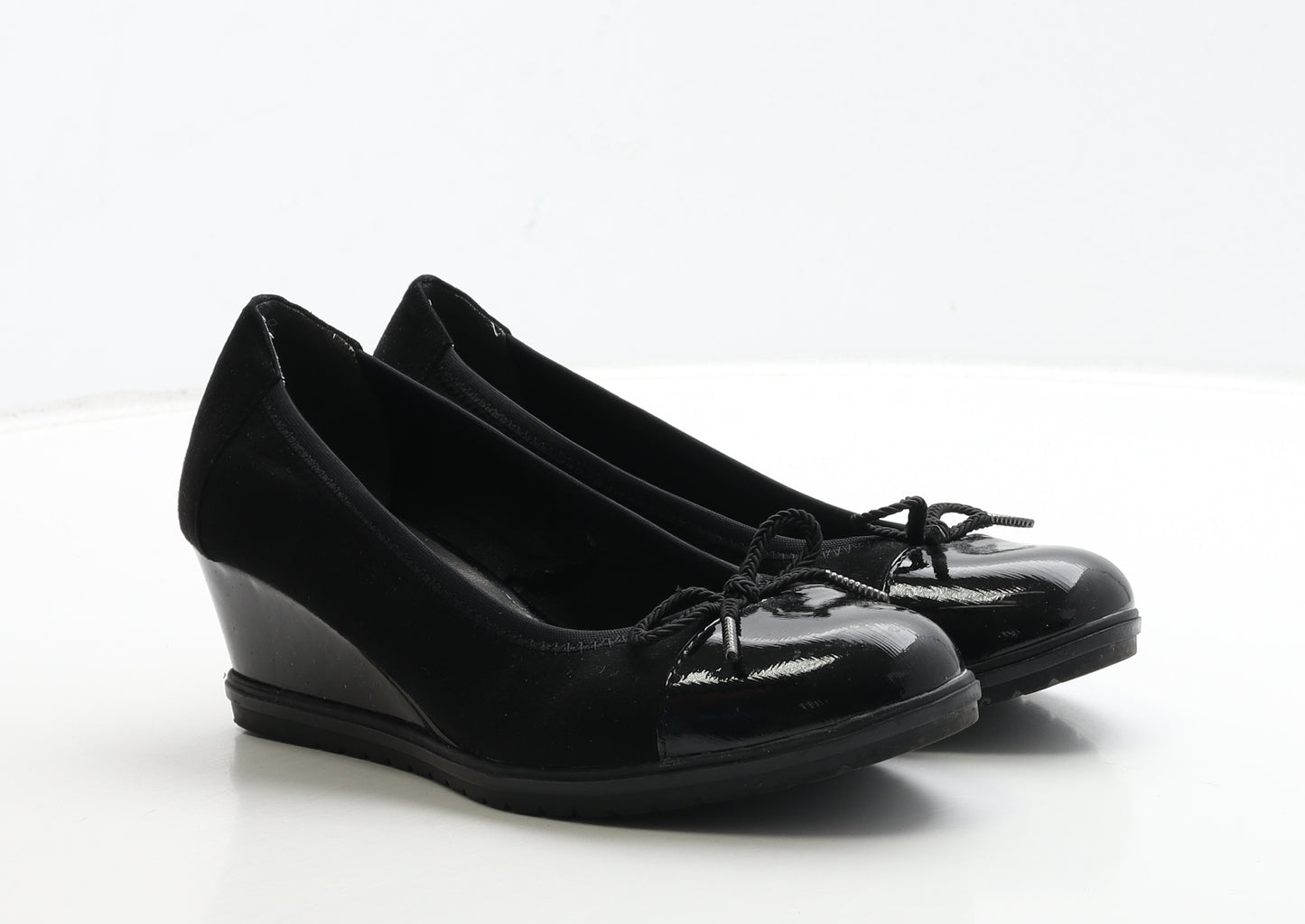 Tamaris Womens Black Leather Court Heel UK 4 37